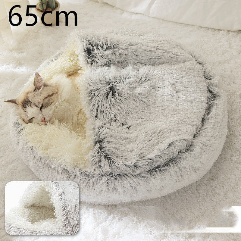 2 In 1 Pet Round Plush Warm Bed