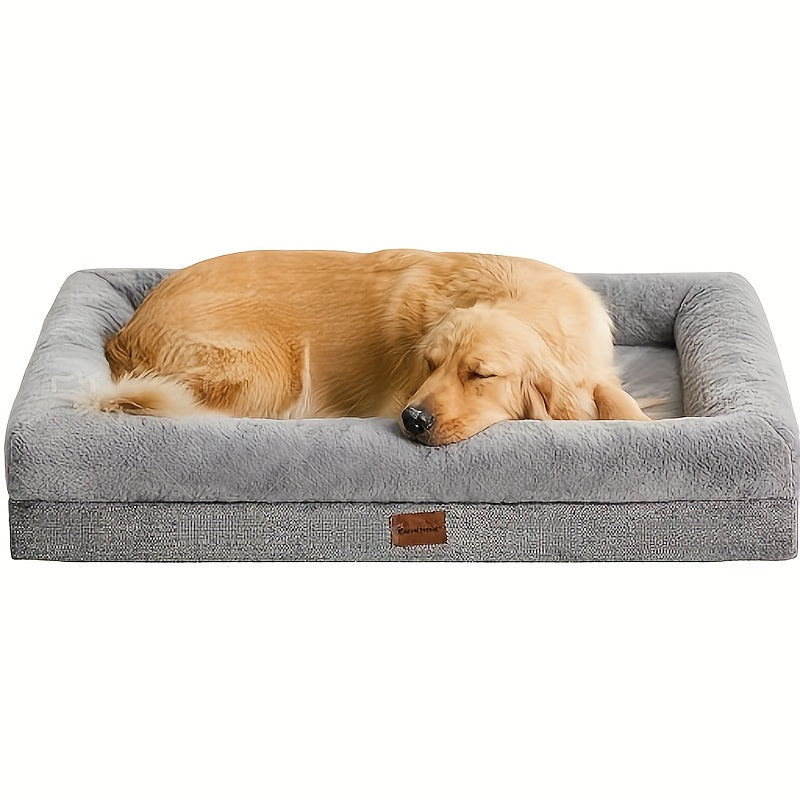 Extra Large Plush Orthopedic Dog Bed with Bolster