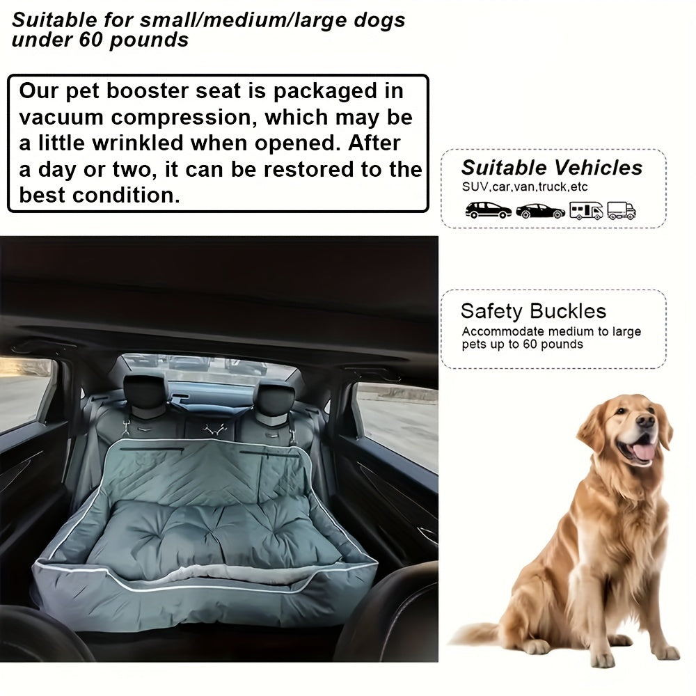 Large Dog Car Seat – Travel Bed with Safety Tethers