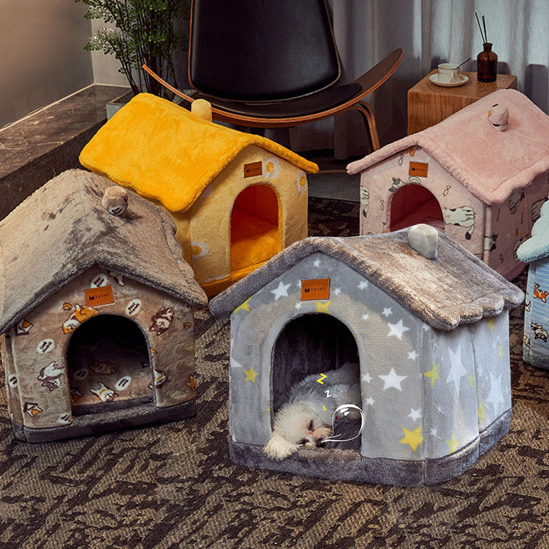 Foldable House Pet Cat Bed