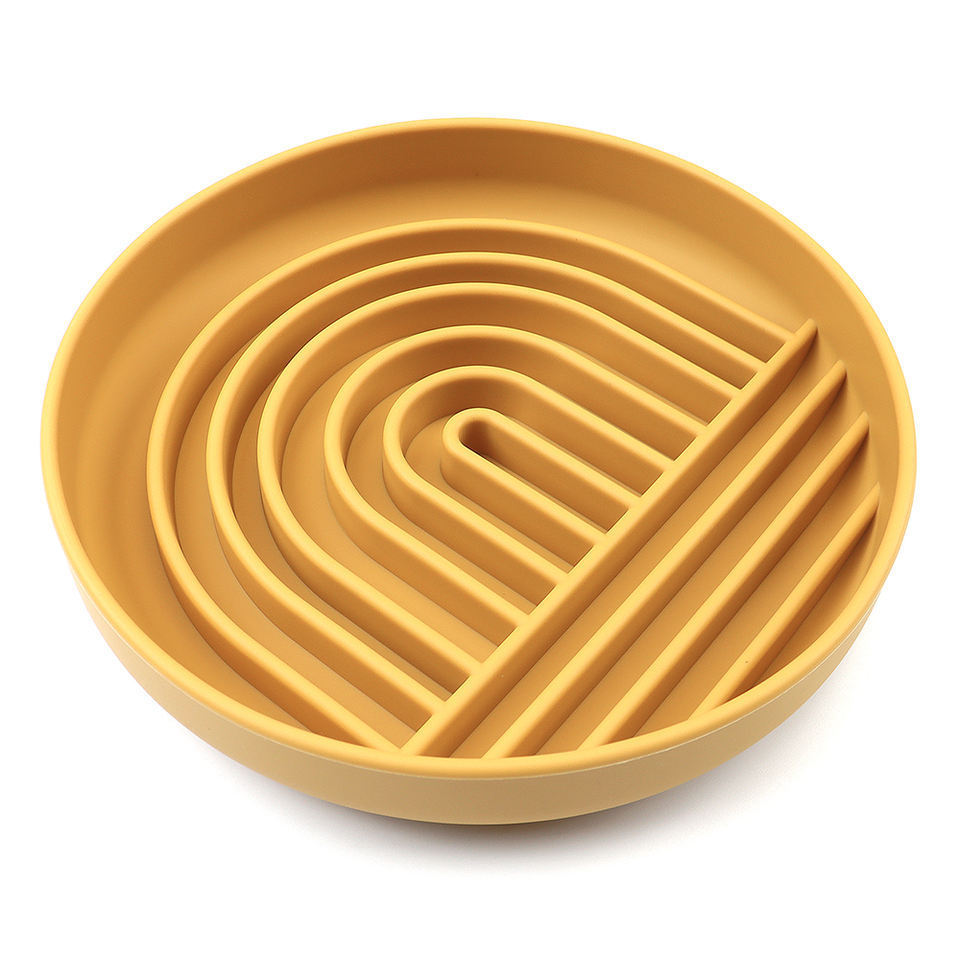 Beige Silicone Slow Feeder Bowl for Pets