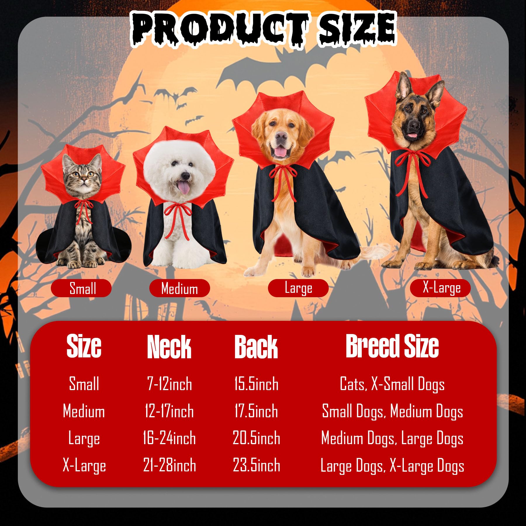 PAYHTOW Dog Halloween Costume Dog Vampire Costume