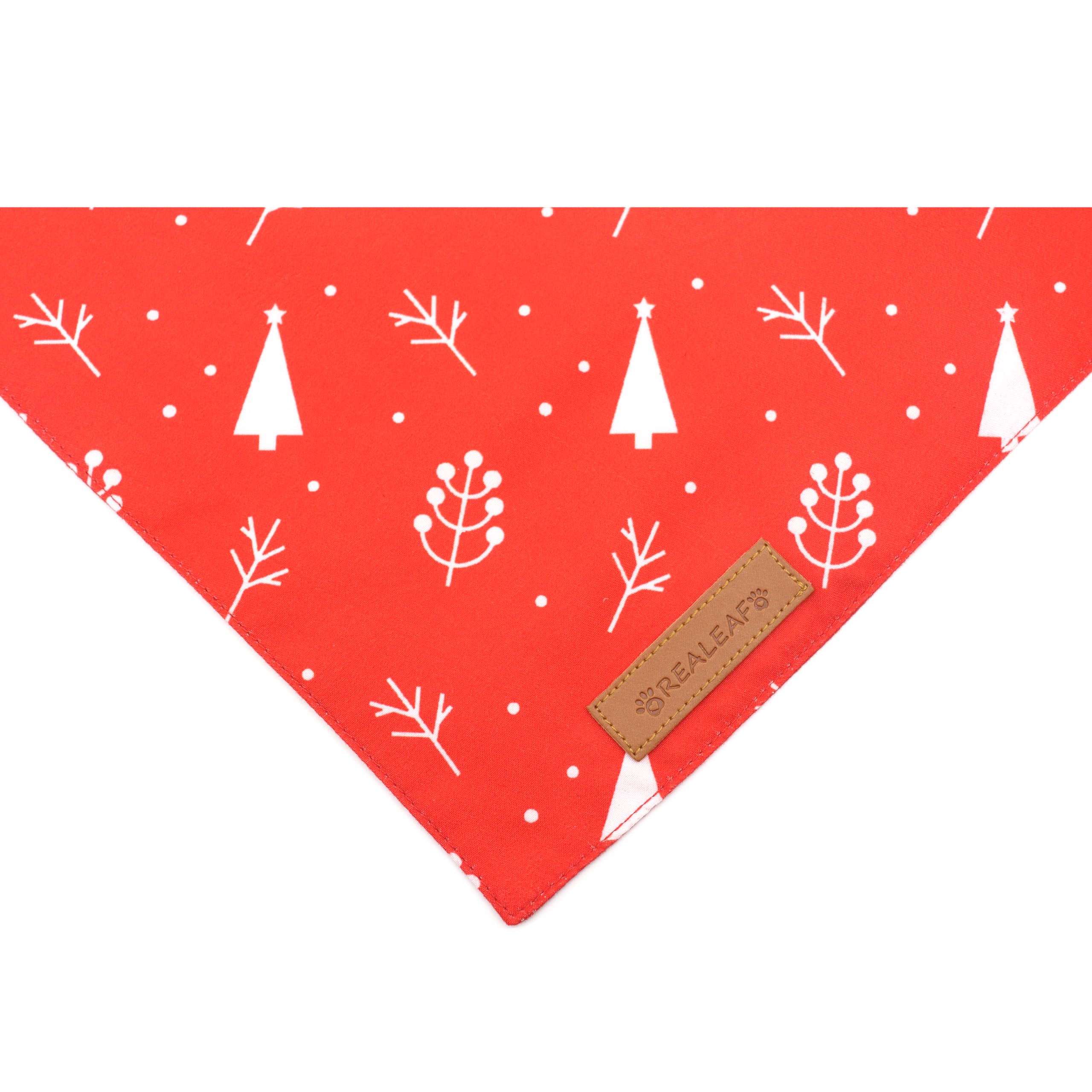Realeaf Fall Dog Bandanas 2 Pack, Reversible Orange Plaid Holiday Pet Scarf