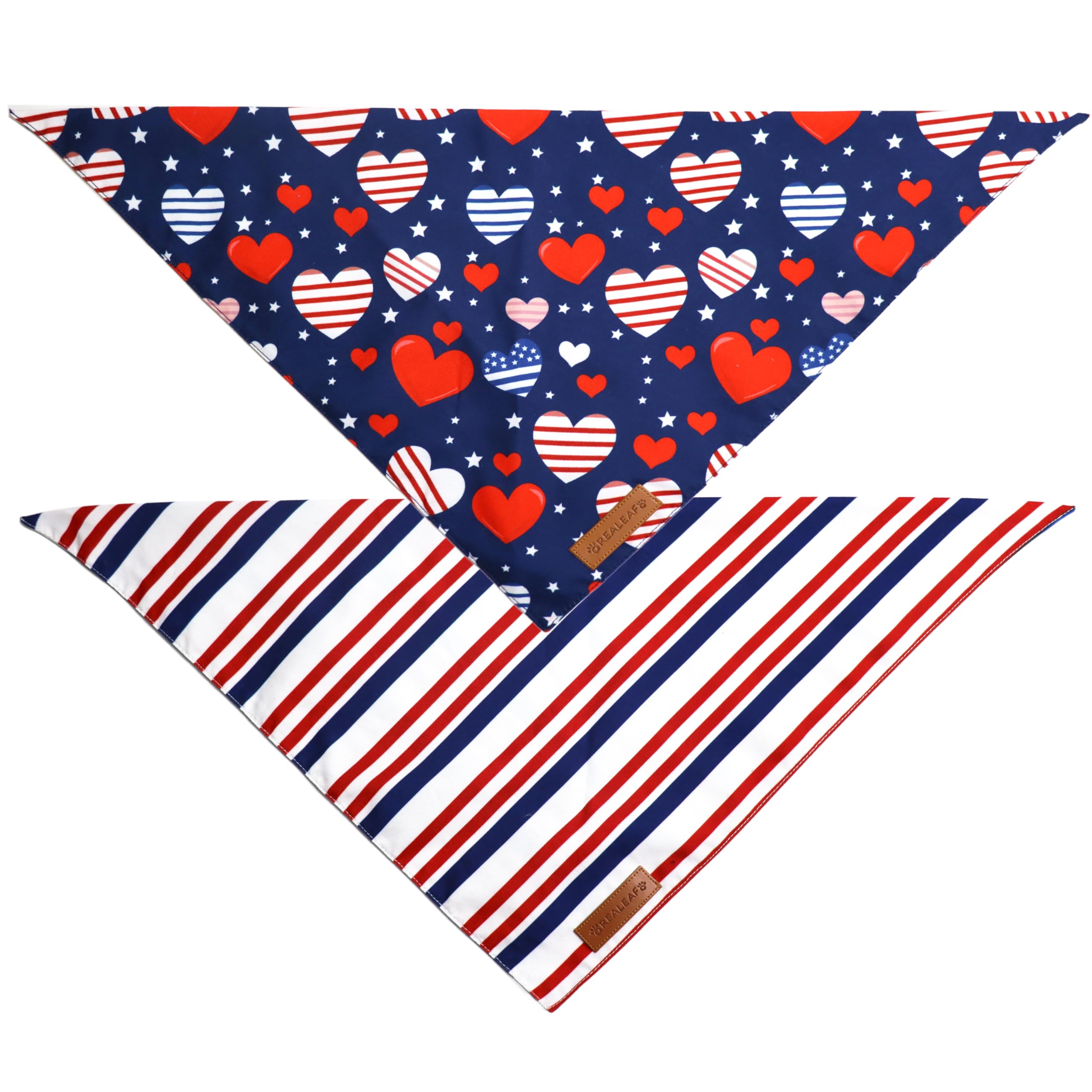 Realeaf Fall Dog Bandanas 2 Pack, Reversible Orange Plaid Holiday Pet Scarf