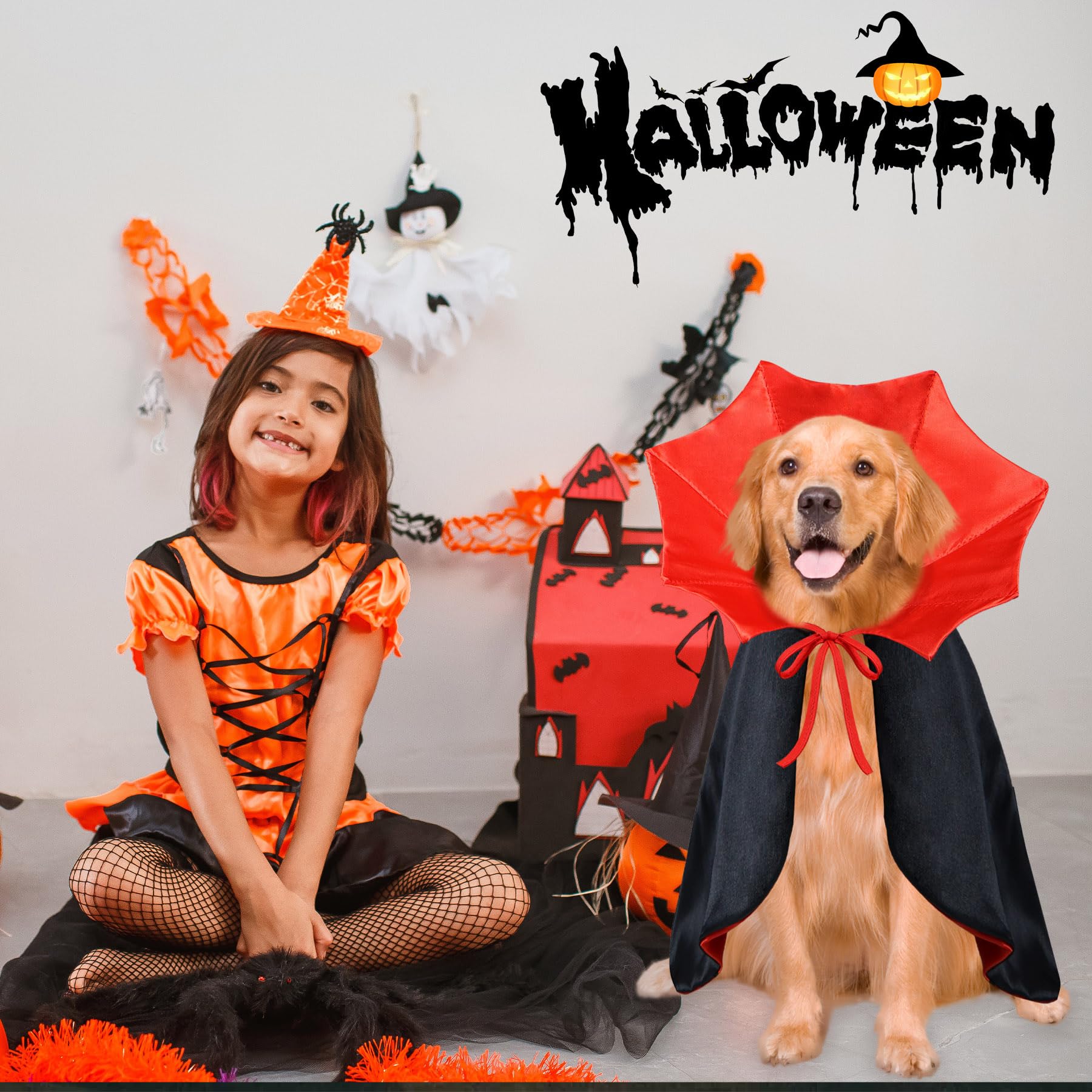PAYHTOW Dog Halloween Costume Dog Vampire Costume