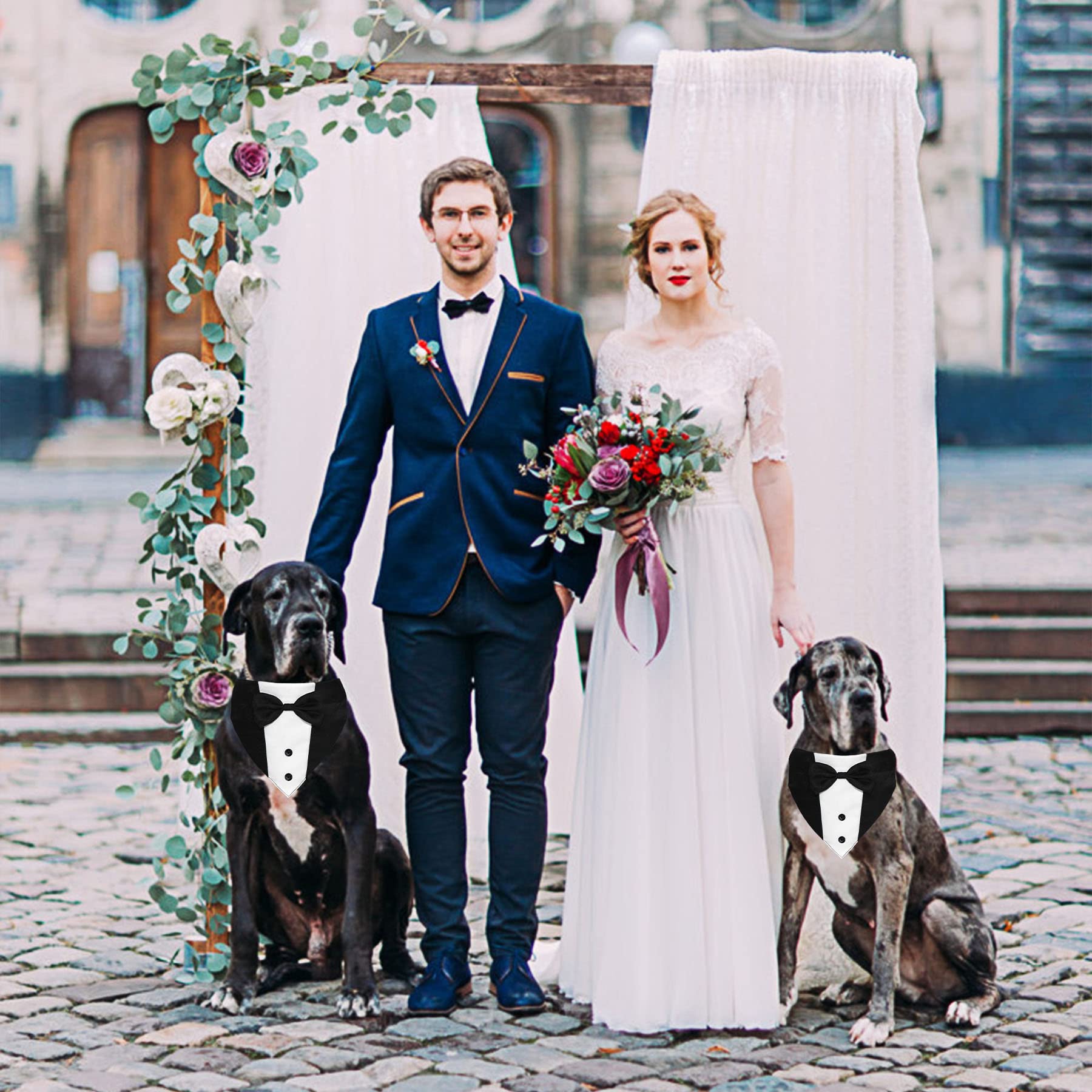 GOYOSWA Dog Tuxedo Suit Wedding Bandana Collar with Bow Tie
