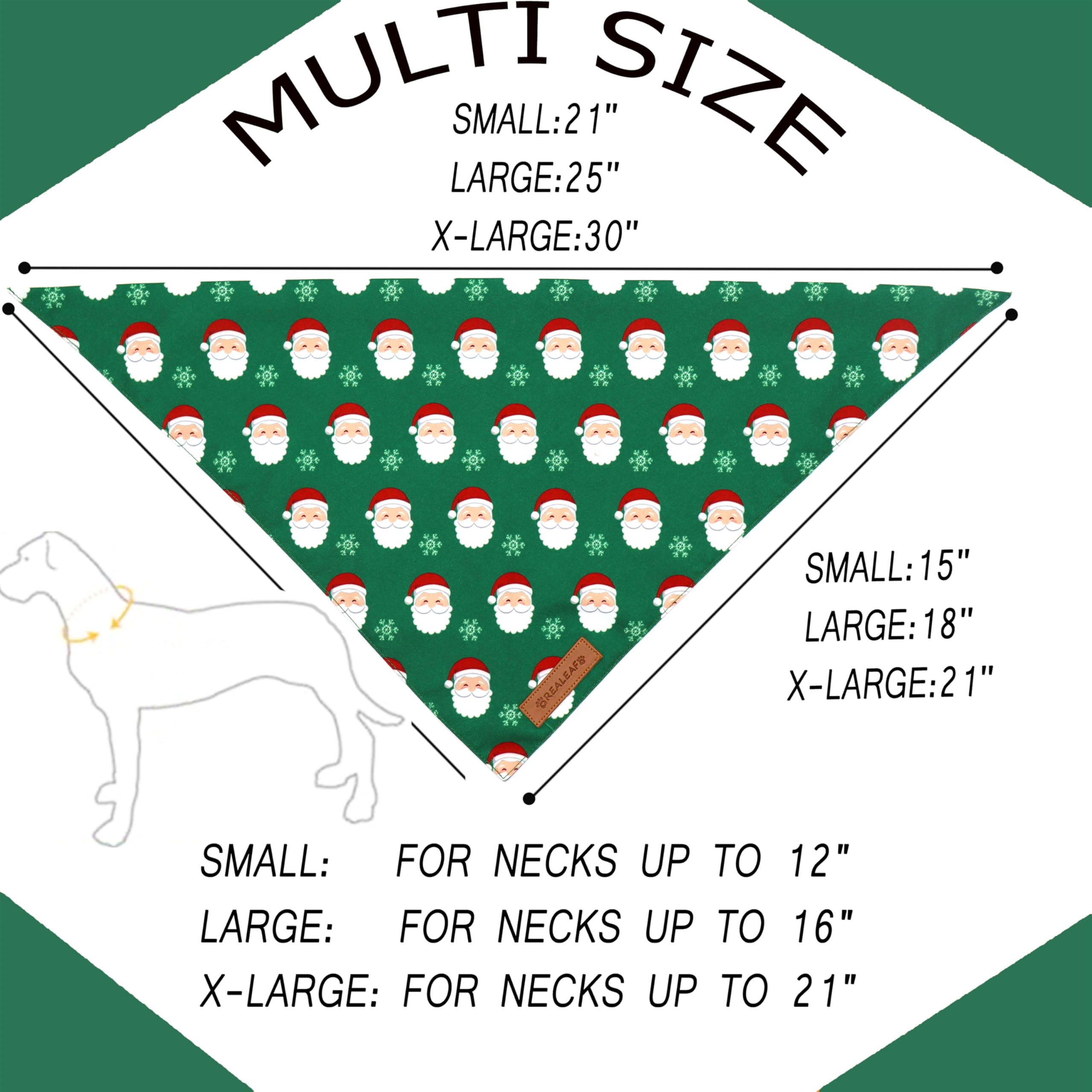 Realeaf Fall Dog Bandanas 2 Pack, Reversible Orange Plaid Holiday Pet Scarf