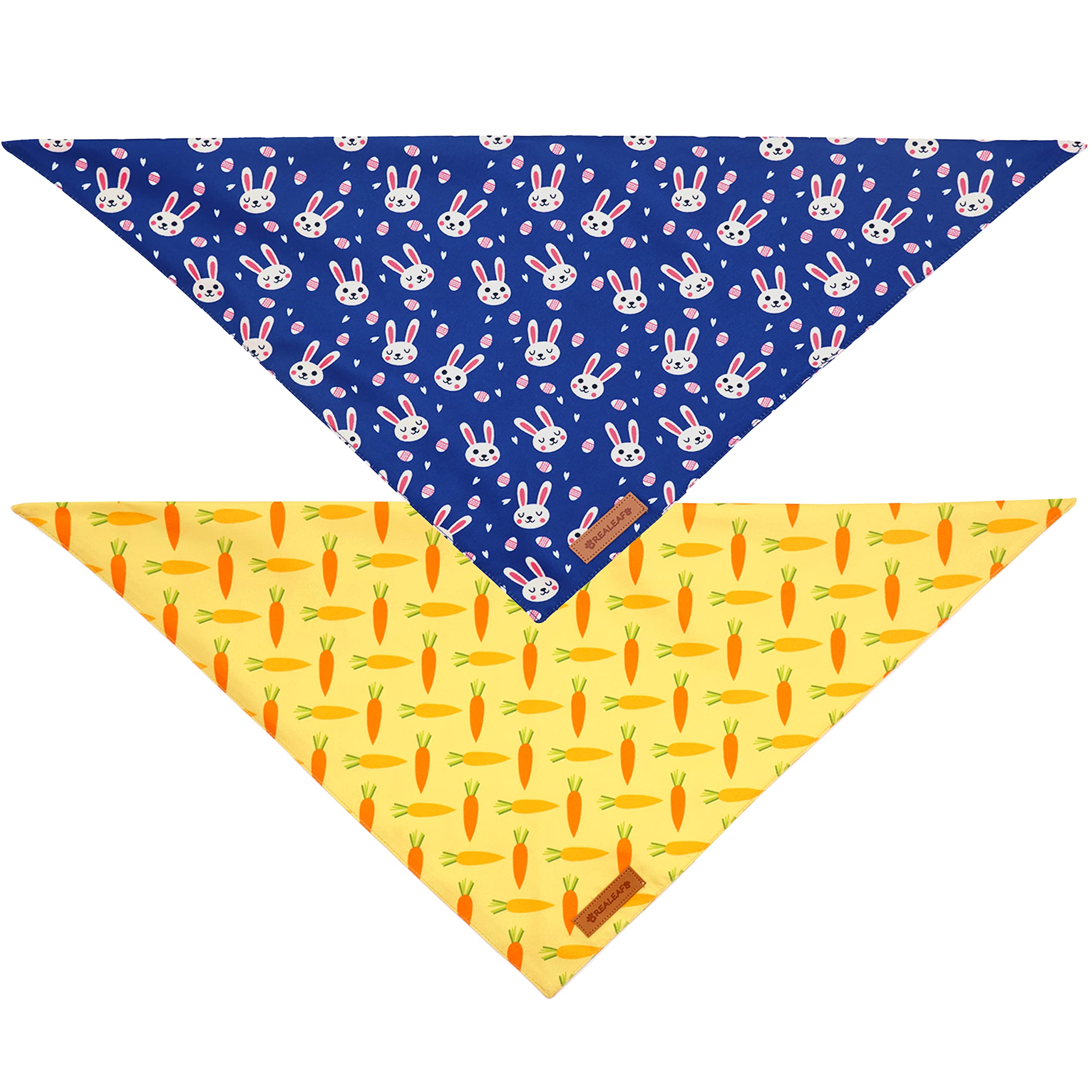 Realeaf Fall Dog Bandanas 2 Pack, Reversible Orange Plaid Holiday Pet Scarf