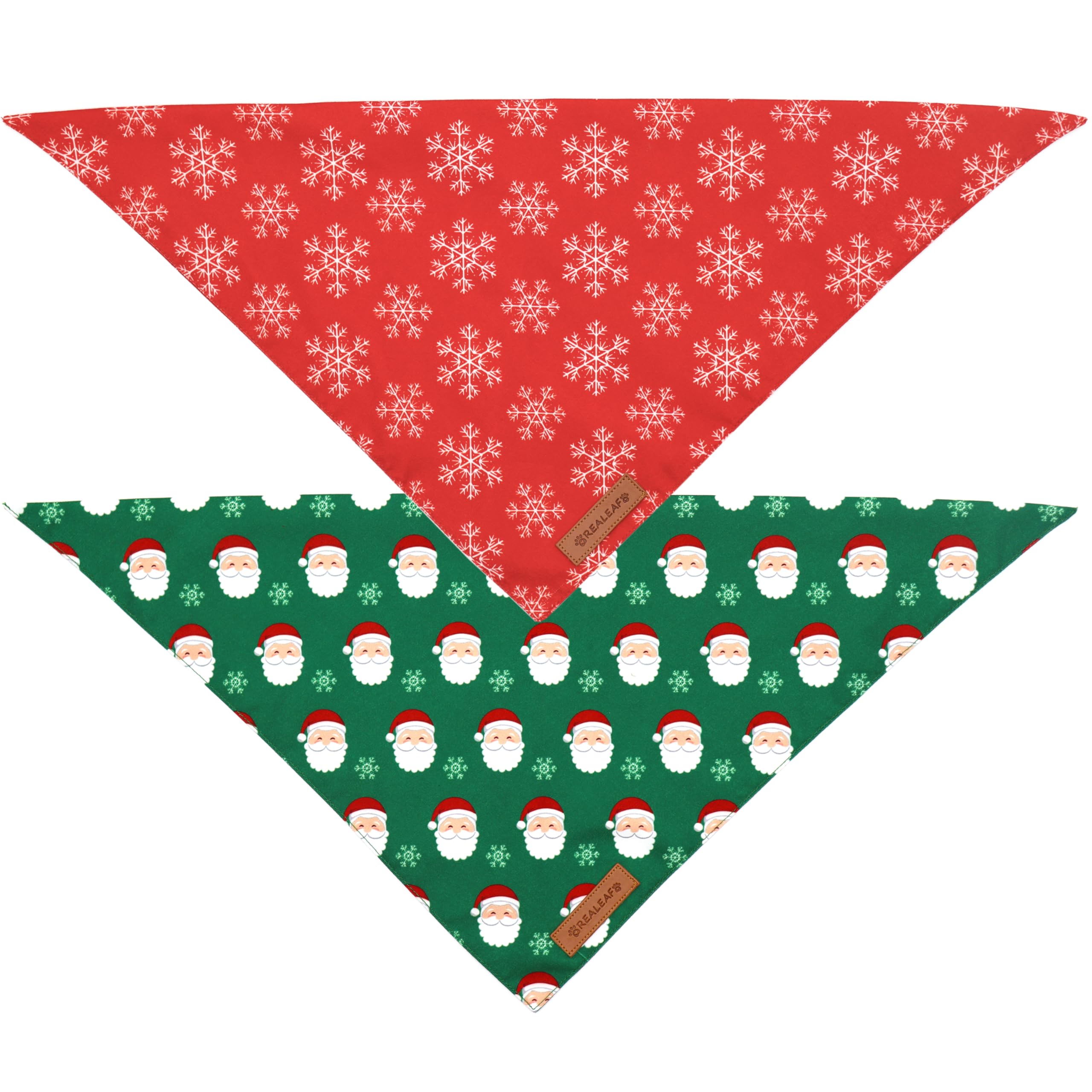 Realeaf Fall Dog Bandanas 2 Pack, Reversible Orange Plaid Holiday Pet Scarf