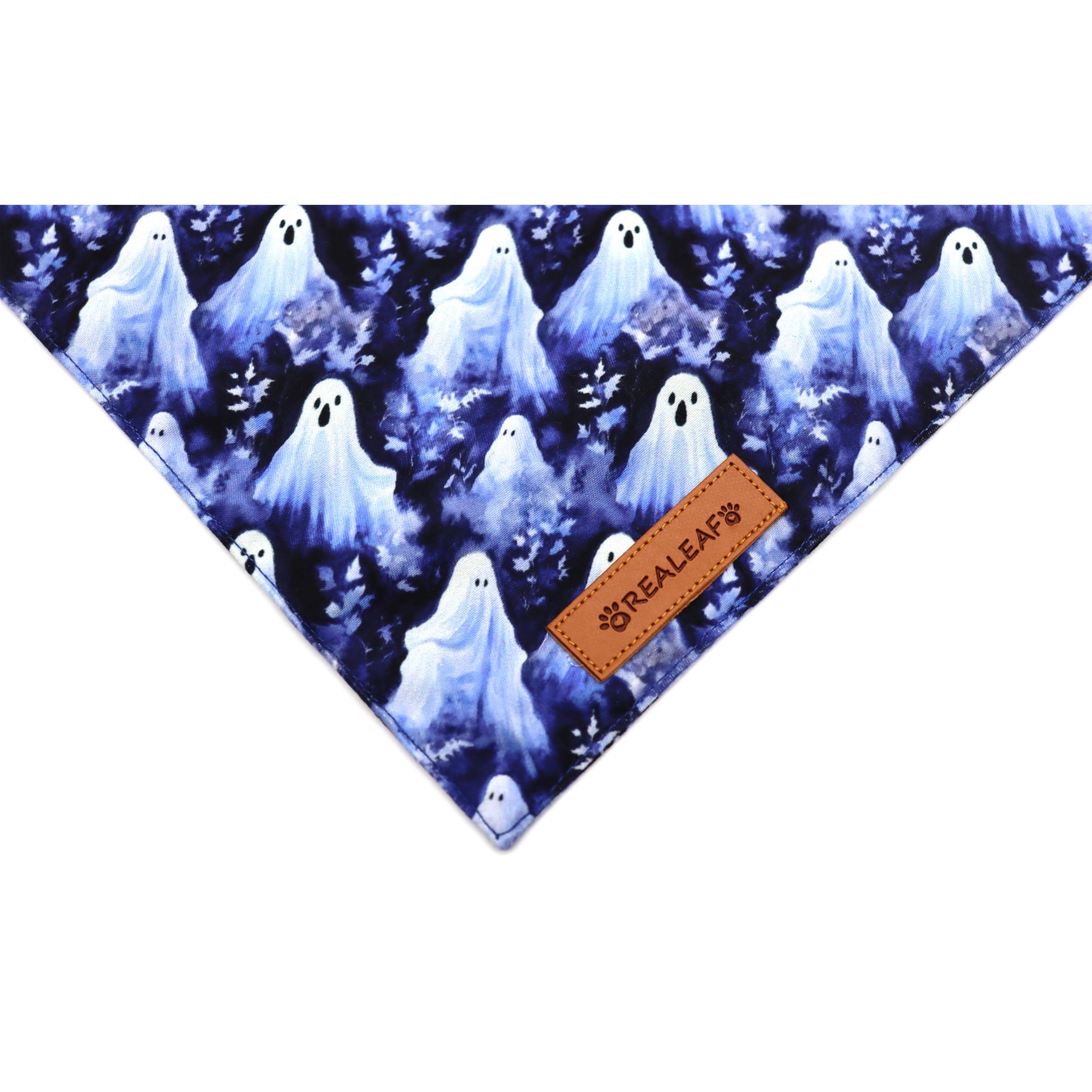 Realeaf Fall Dog Bandanas 2 Pack, Reversible Orange Plaid Holiday Pet Scarf