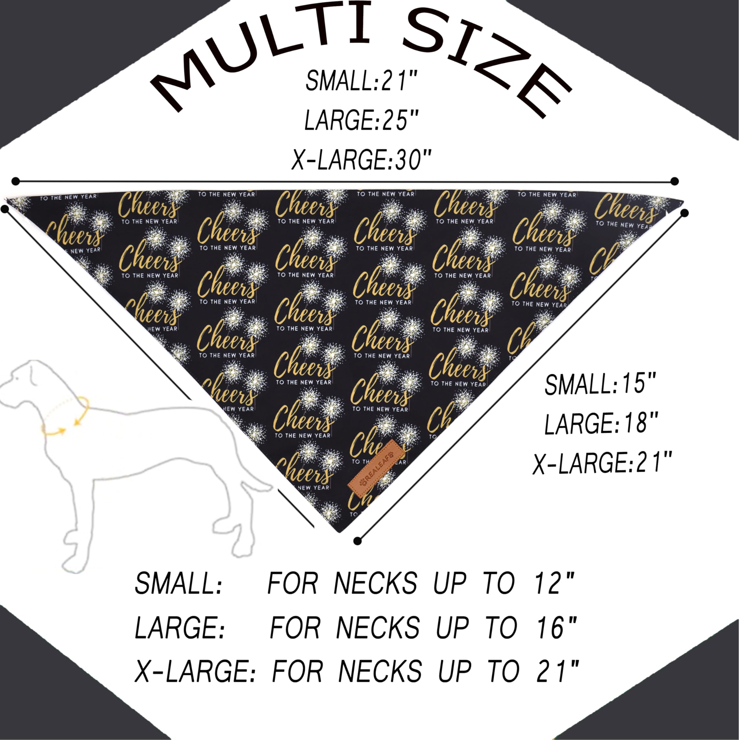 Realeaf Fall Dog Bandanas 2 Pack, Reversible Orange Plaid Holiday Pet Scarf