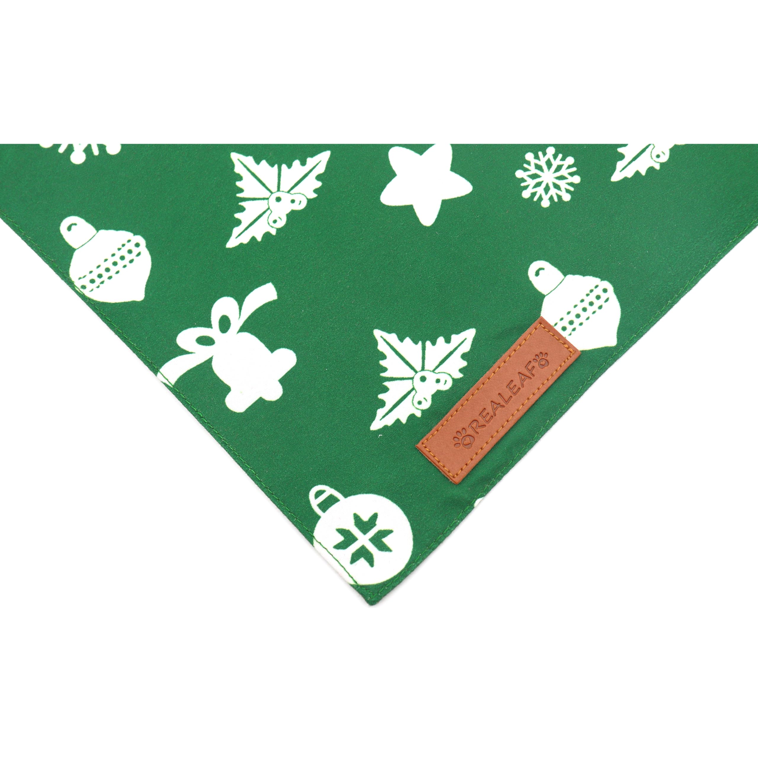 Realeaf Fall Dog Bandanas 2 Pack, Reversible Orange Plaid Holiday Pet Scarf