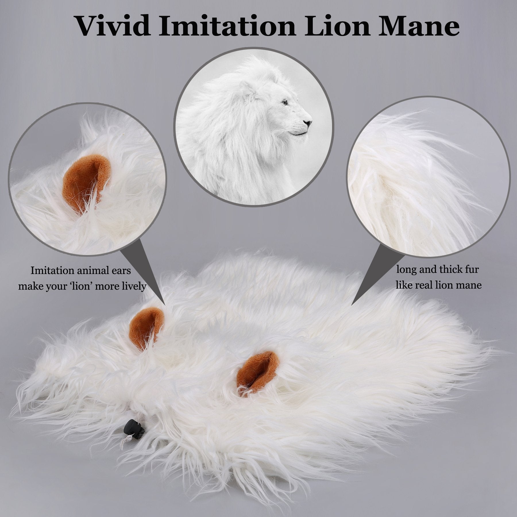 Lion Mane Wig for Dogs with Ears, Funny Pet Costumes for Halloween