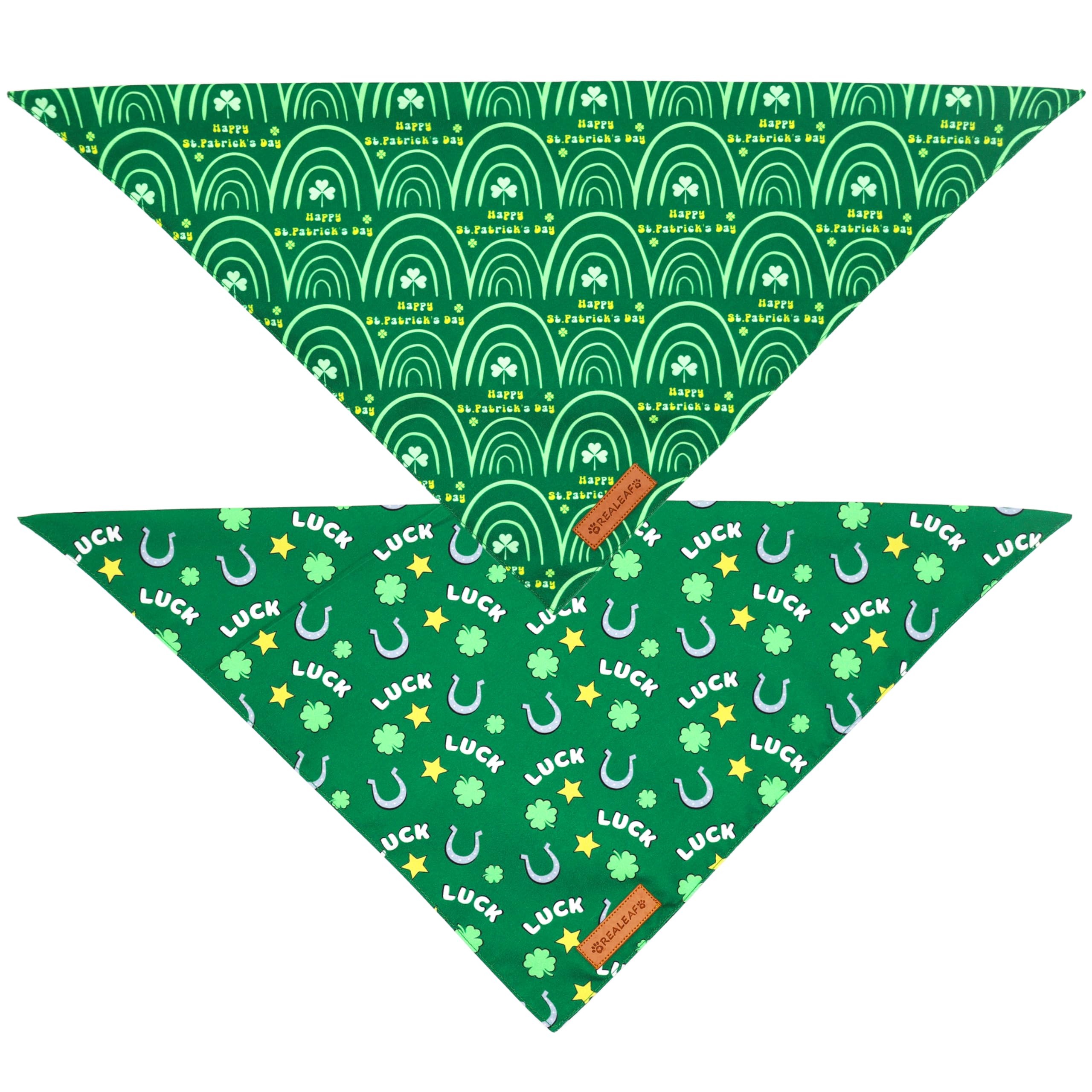 Realeaf Fall Dog Bandanas 2 Pack, Reversible Orange Plaid Holiday Pet Scarf