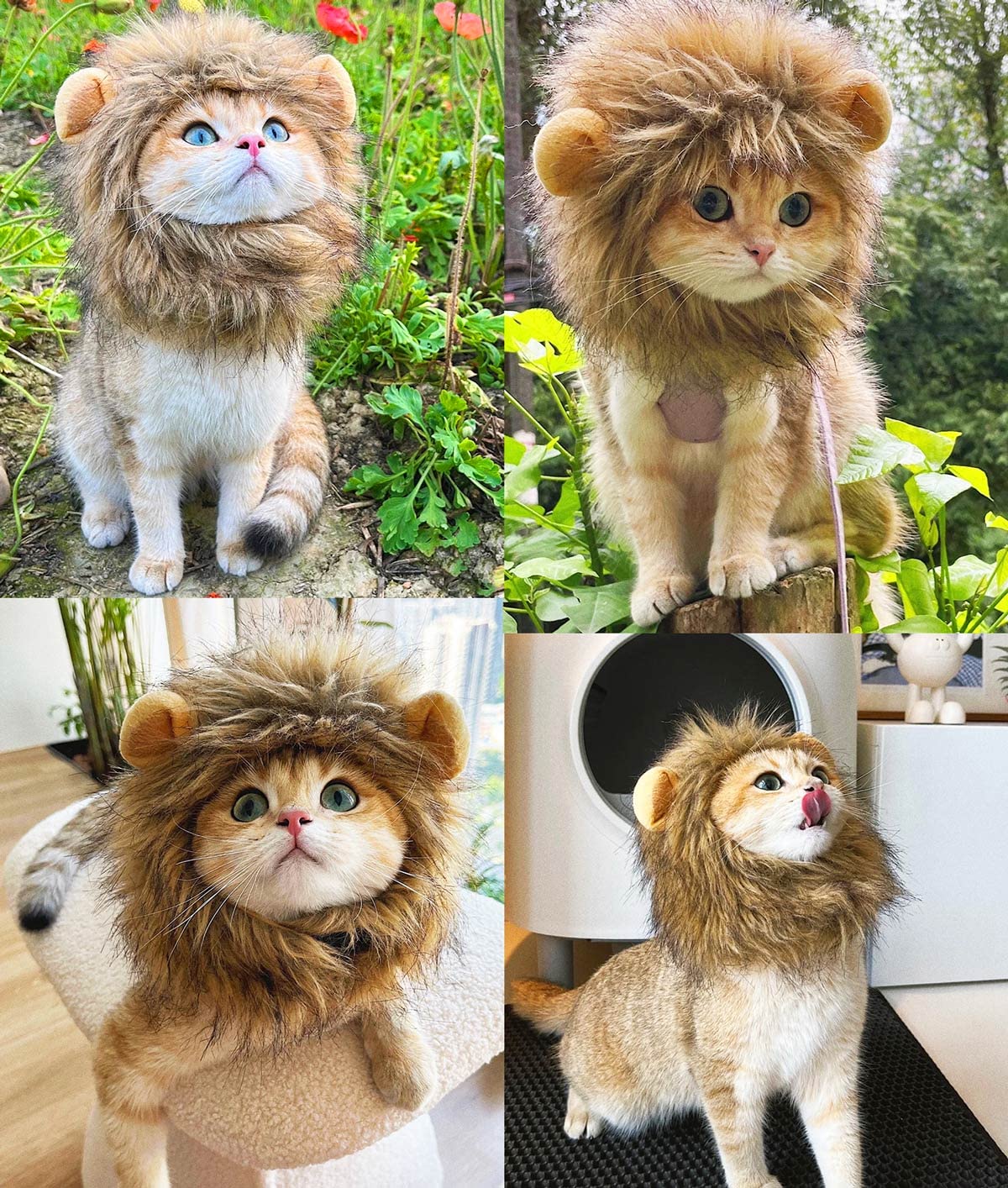 Pet Adjustable Washable Comfortable Fancy Lion Hair Cat Clothes