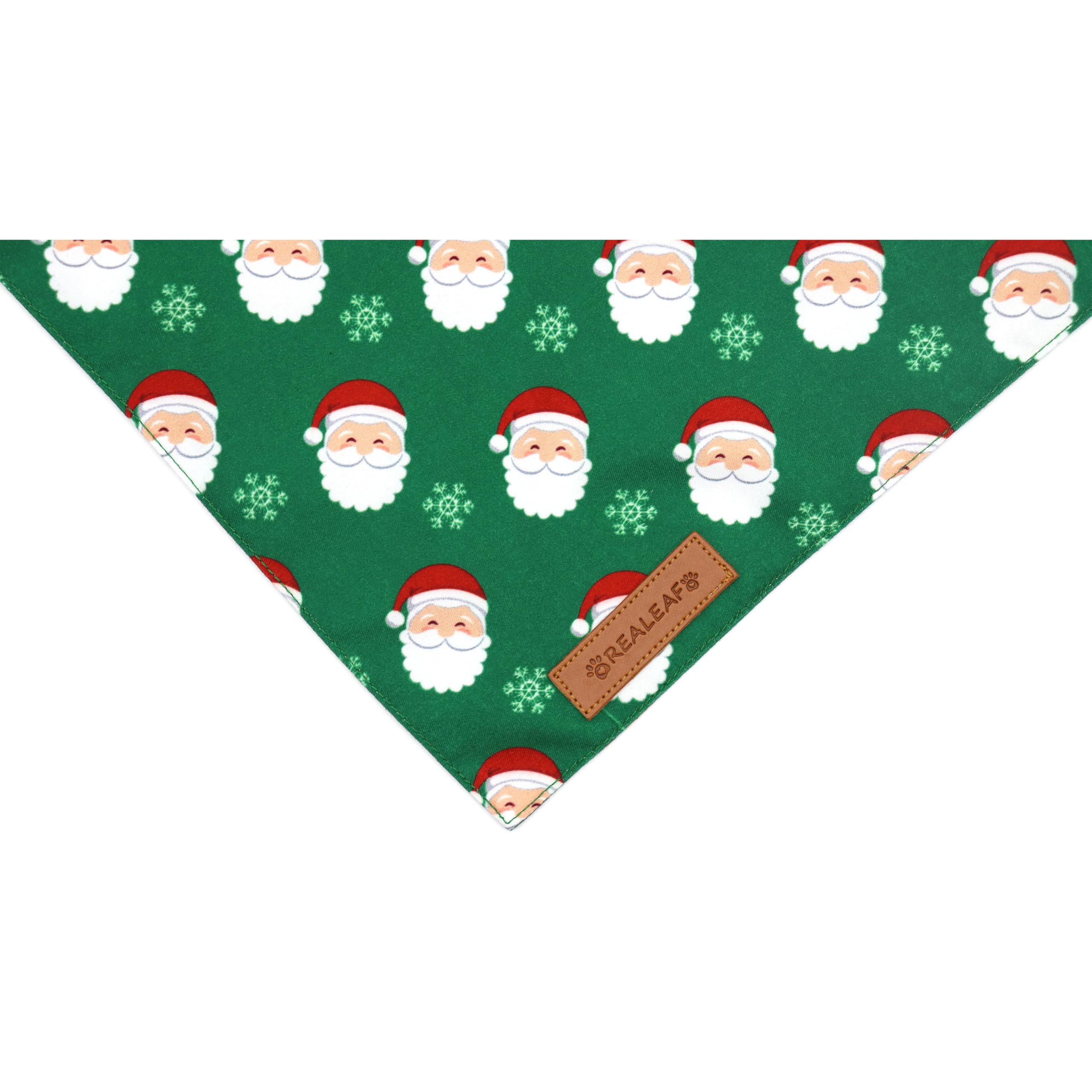 Realeaf Fall Dog Bandanas 2 Pack, Reversible Orange Plaid Holiday Pet Scarf