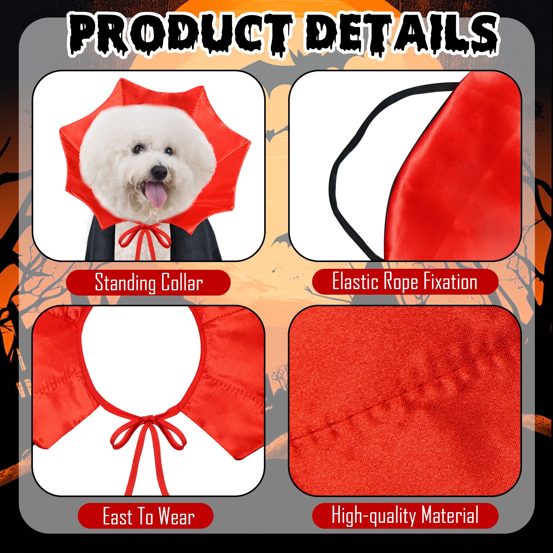 PAYHTOW Dog Halloween Costume Dog Vampire Costume