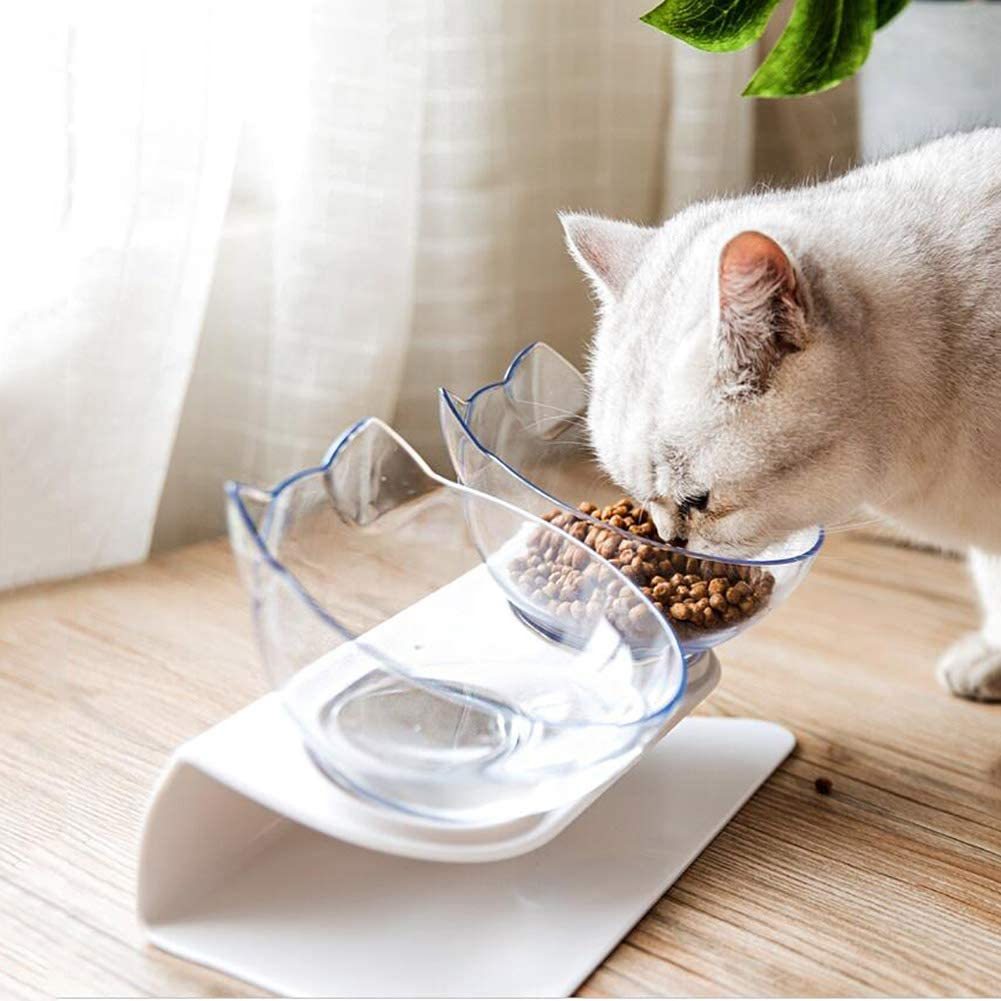 Non Slip Double Cat Bowl With Raised Stand Pet Food