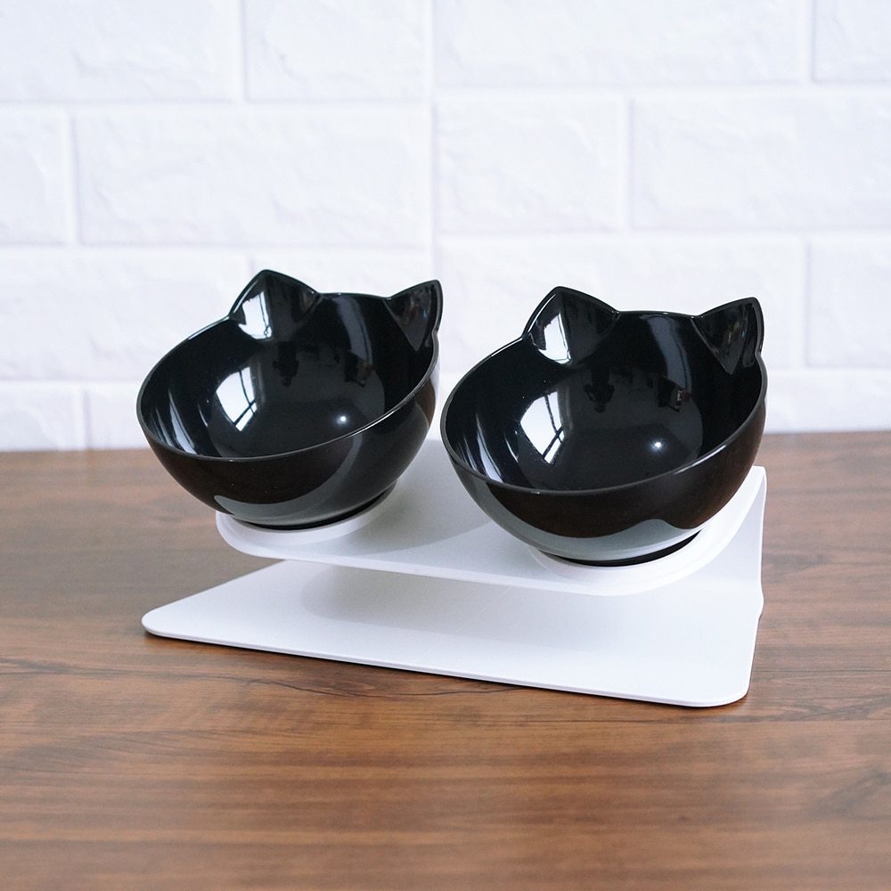 Non Slip Double Cat Bowl With Raised Stand Pet Food