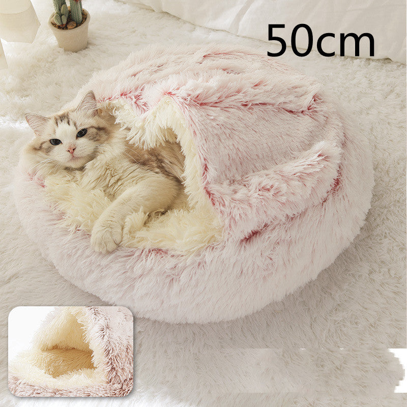 2 In 1 Pet Round Plush Warm Bed