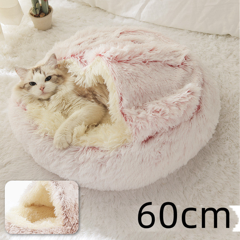 2 In 1 Pet Round Plush Warm Bed