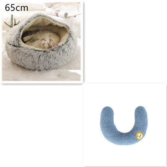 2 In 1 Pet Round Plush Warm Bed