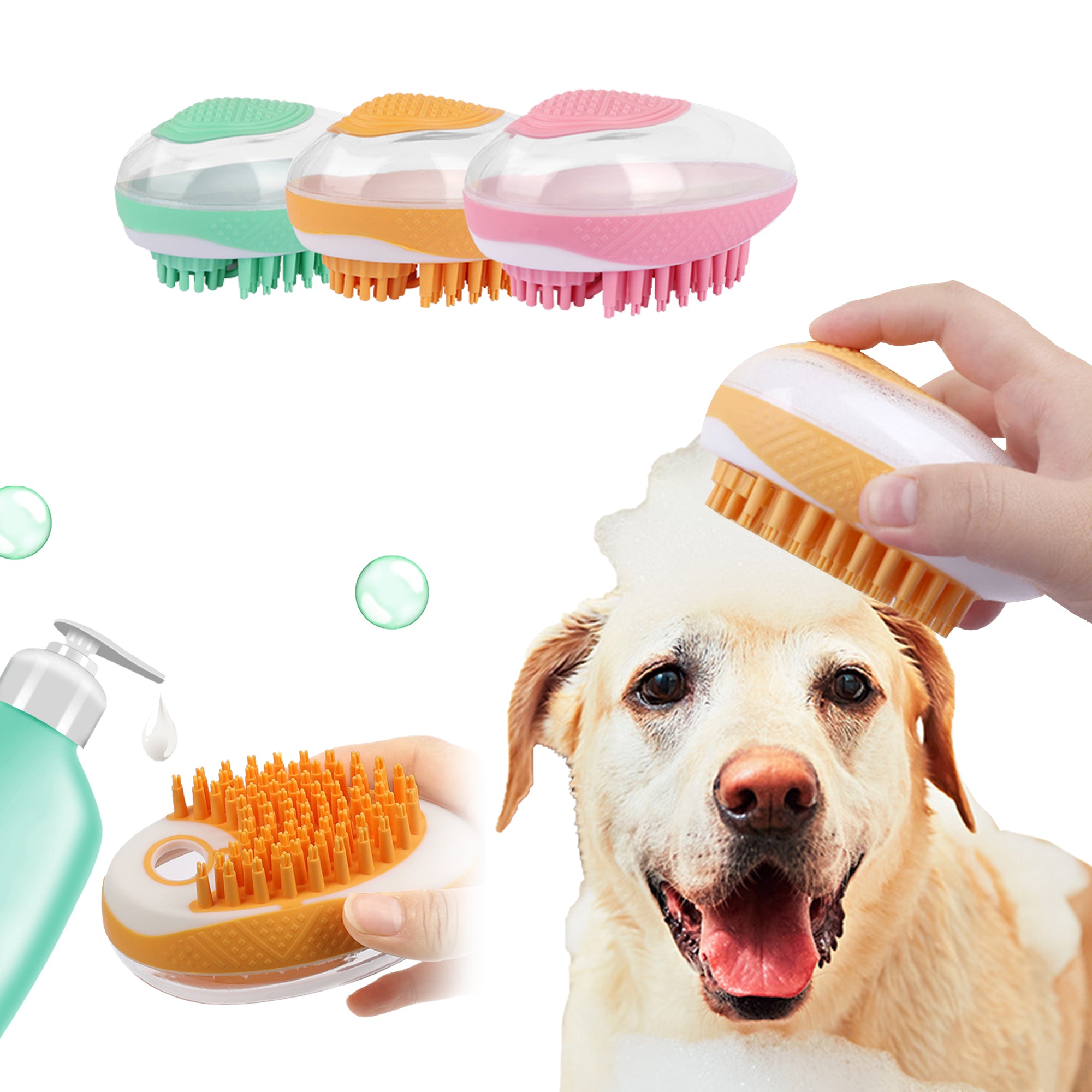 Pet Bath Brush/ 2-In-1 Soft Silicone Cleaning Tool (Color Options)