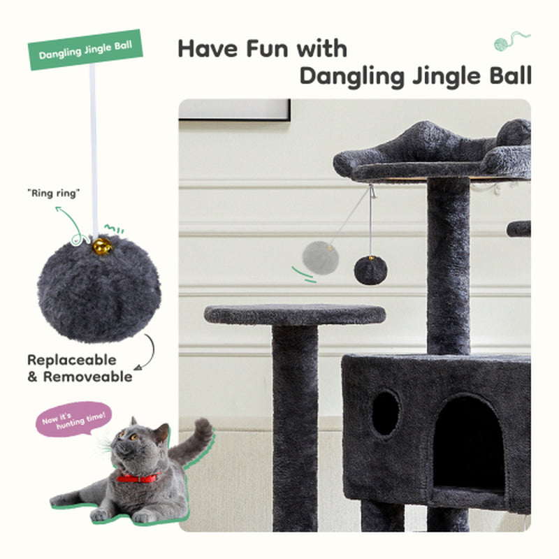 54 Inch Cat Tree/ Indoor Cat High-Rise Multi-Story Tower
