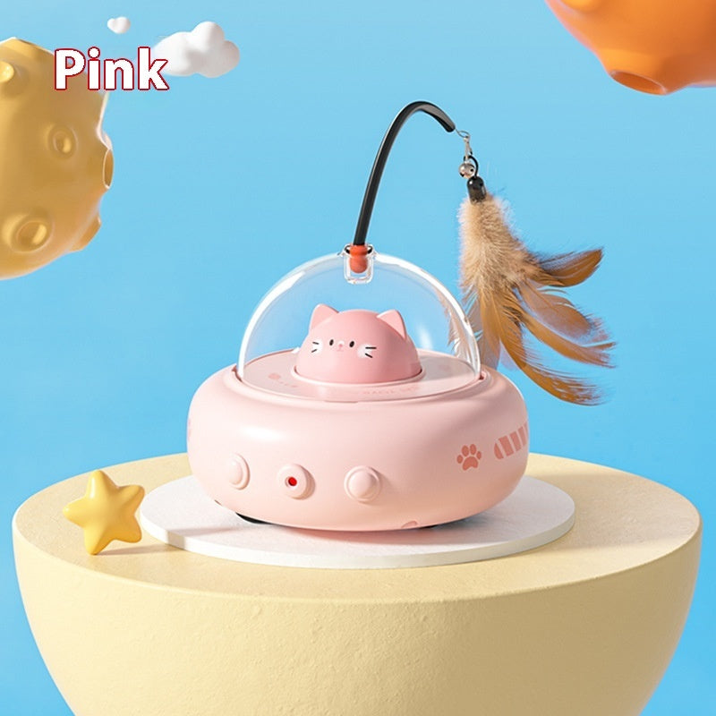 Smart Electric UFO Cat Teaser Toy with Feather and Bell