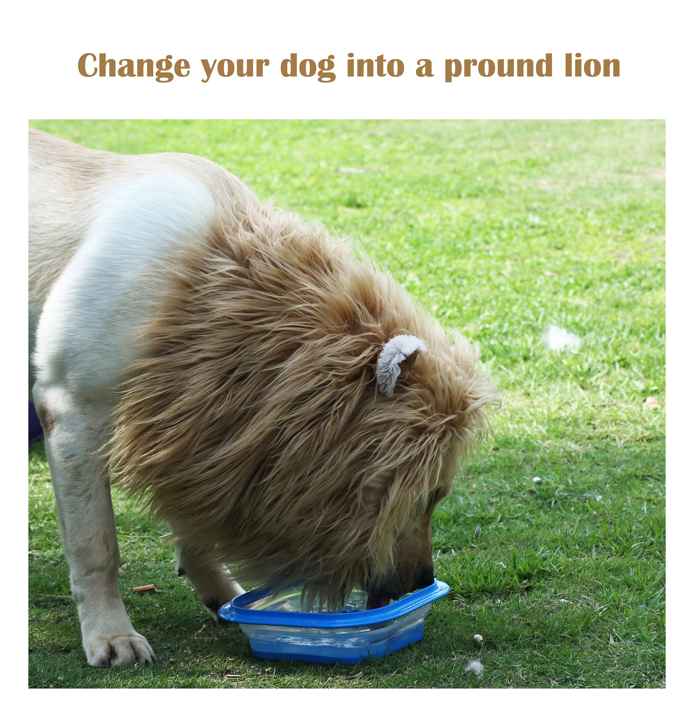 Lion Mane Wig for Dogs with Ears, Funny Pet Costumes for Halloween