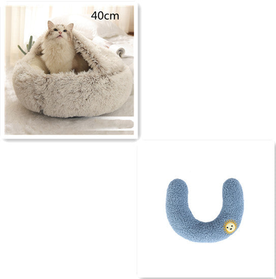 2 In 1 Pet Round Plush Warm Bed