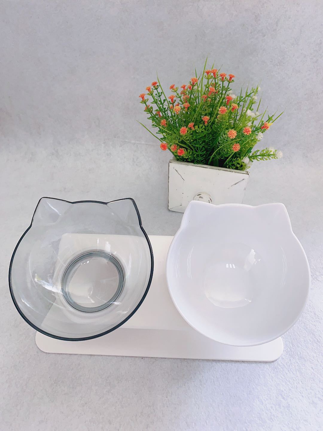 Non Slip Double Cat Bowl With Raised Stand Pet Food