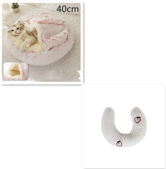 2 In 1 Pet Round Plush Warm Bed