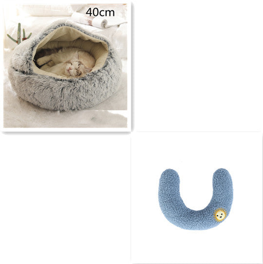 2 In 1 Pet Round Plush Warm Bed