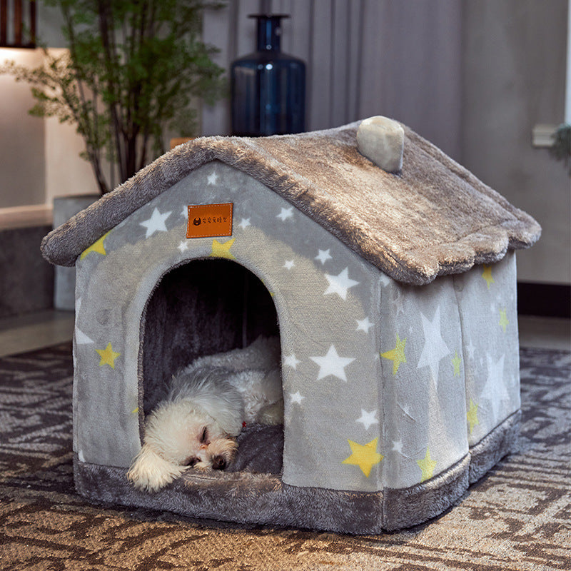 Foldable House Pet Cat Bed