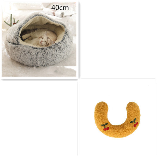 2 In 1 Pet Round Plush Warm Bed