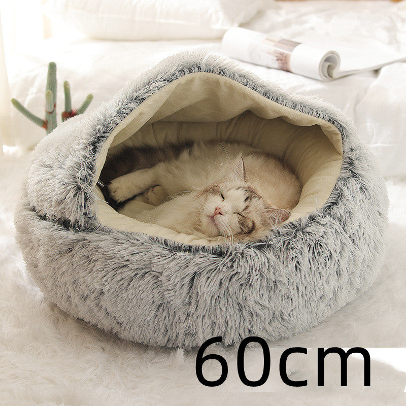 2 In 1 Pet Round Plush Warm Bed