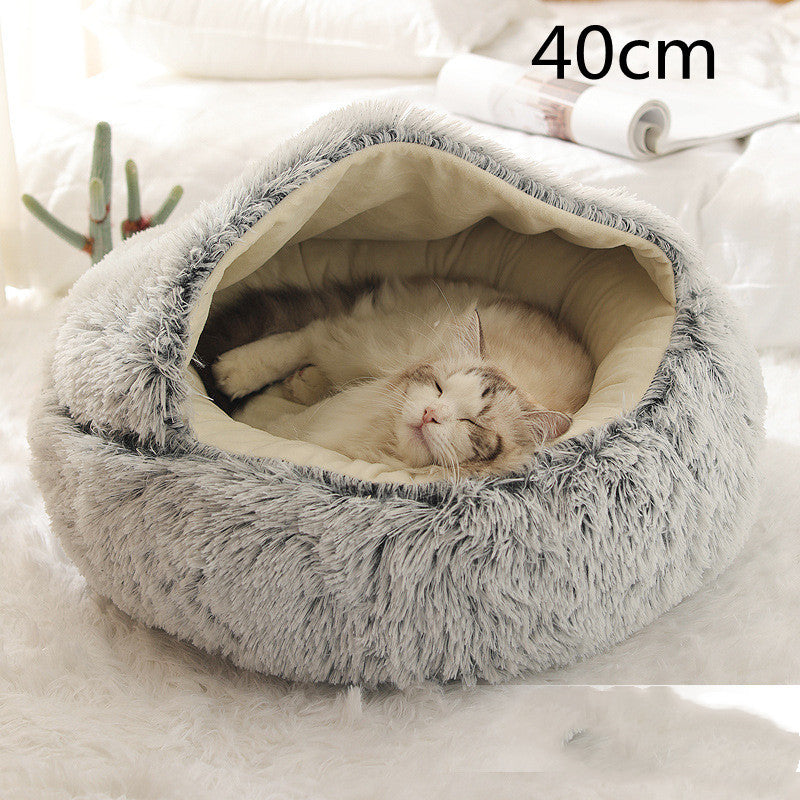 2 In 1 Pet Round Plush Warm Bed