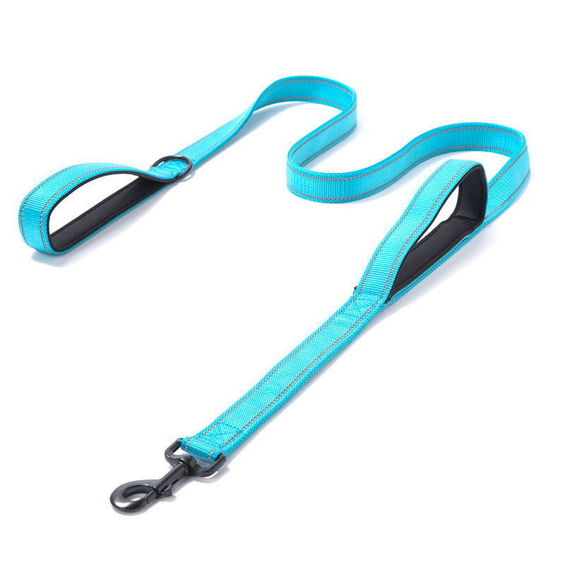 Nylon Double Handle Thickened Reflective Dog Leash (Color/ Size Options)
