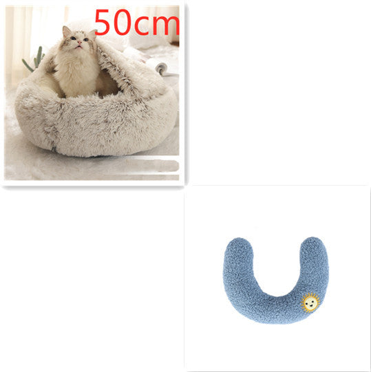 2 In 1 Pet Round Plush Warm Bed