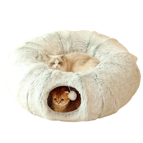 Plush Round Cat Nest Tunnel Bed/ Warm Collapsible (Color Options)