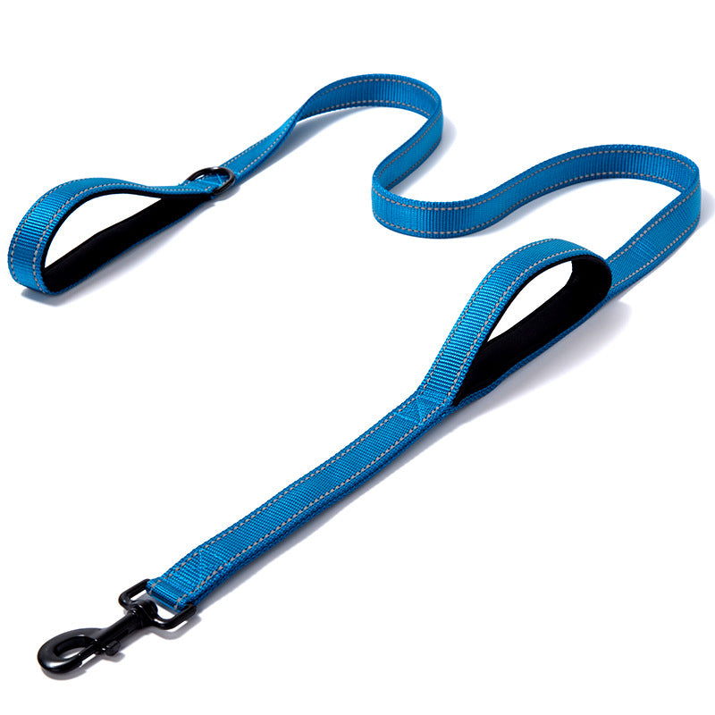 Nylon Double Handle Thickened Reflective Dog Leash (Color/ Size Options)