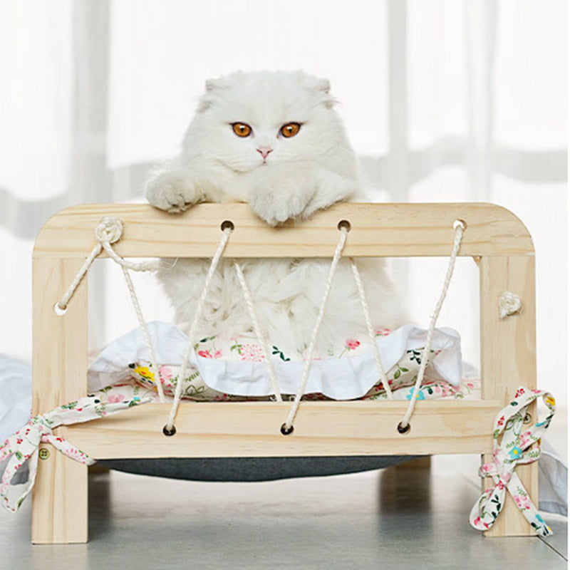 Solid Wood Cat Bed With Removable And Washable Pet Supplies For All Seasons