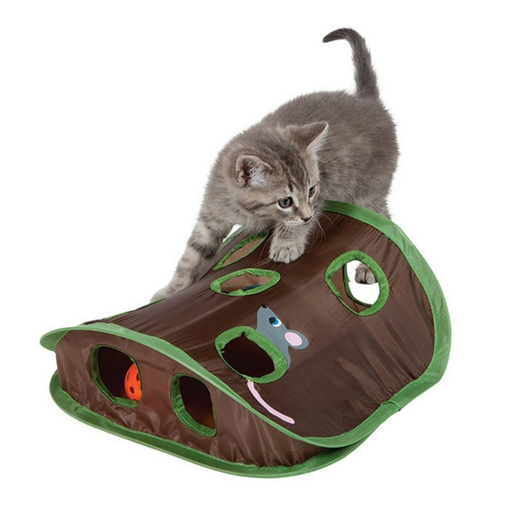 Cat Interactive Hide Seek Game 9 Holes Tunnel Mouse Hunt Intelligence Toy