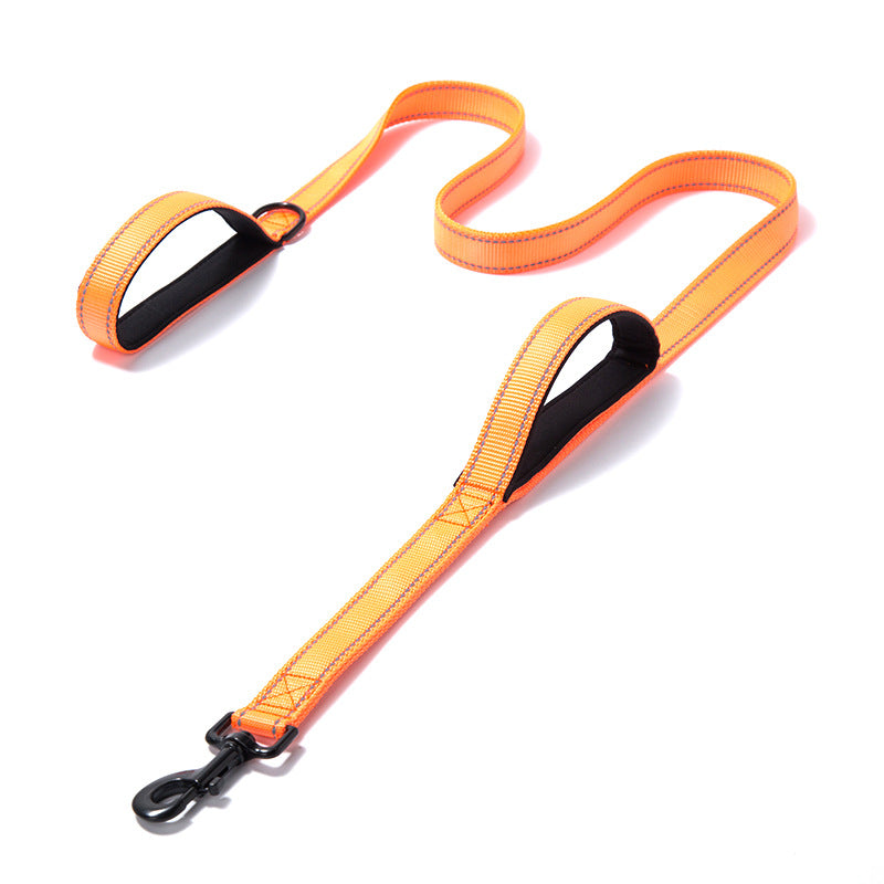 Nylon Double Handle Thickened Reflective Dog Leash (Color/ Size Options)