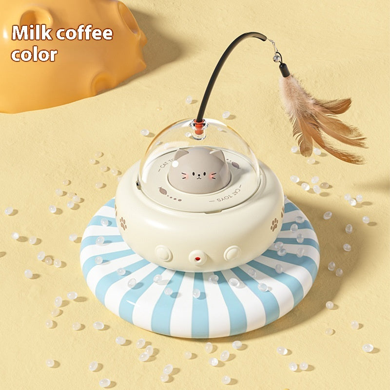 Smart Electric UFO Cat Teaser Toy with Feather and Bell
