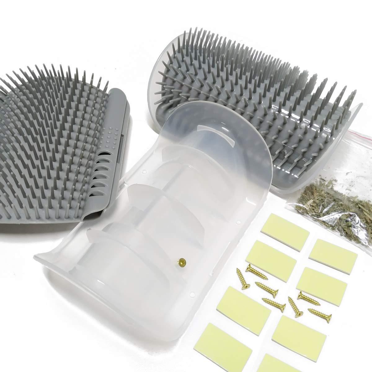Cat Self Groomer Arch and Wall Corner Brush for Shedding and Massage
