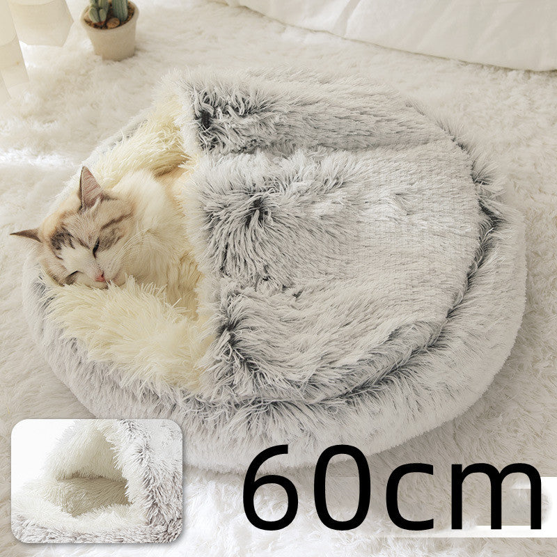 2 In 1 Pet Round Plush Warm Bed