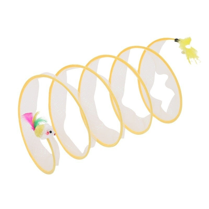 Foldable S-Type Cat Tunnel with Spring and Mouse Toy