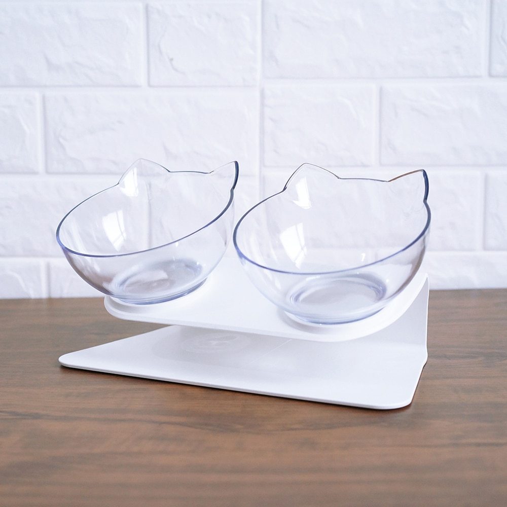 Non Slip Double Cat Bowl With Raised Stand Pet Food